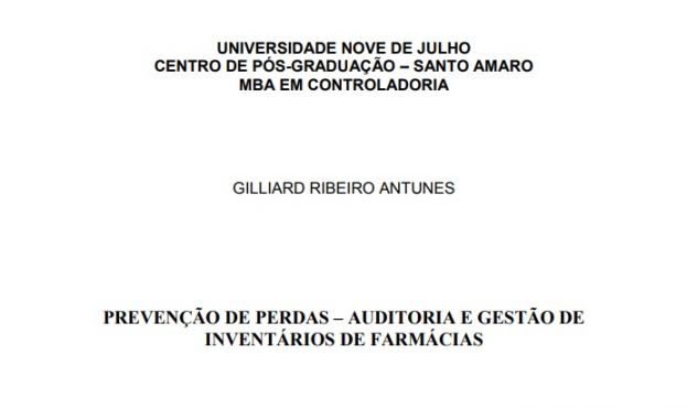 PREVENÇÃO DE PERDAS – AUDITORIA E GESTÃO DE INVENTÁRIOS DE FARMÁCIAS