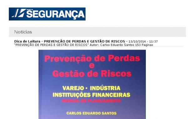 Jornal da Seguran&ccedil;a indica livro do Professor  Carlos Eduardo Santos